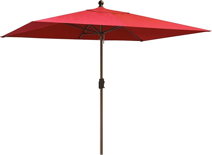 EliteShade USA 10-Year-Non-Fading 6.5x10Ft Rectangular Market Umbrella Patio Umbrella Outdoor Table Umbrella with Ventilation, Logo Red