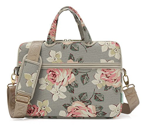 White Rose Patten water resistant Laptop Shoulder Messenger Bag Case Sleeve for 14 Inch 14.1 Inch Laptop,Laptop Briefcase - color: White Rose, size: 14-14.1 Inch