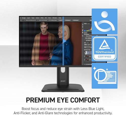 msi PRO MP242 E14C 24-inch IPS 1920 x 1080 (FHD) Office Monitor, 144Hz, Free-Sync, HDMI, USB C (15W Power Delivery), VESA Mountable, Tilt, Speaker, 4-Side Slim Bezel 1ms, Black - style: PRO MP242 E14C