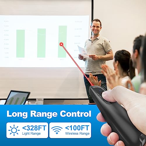 (2 Units) Presentation Clicker for PowerPoint, Wireless Presenter Remote | Ergonomic PowerPoint Remote Clicker with Red Laser Pointer for Computer Laptop/Windows/Mac/PPT/Google Slides Advancer - style: 2 Units