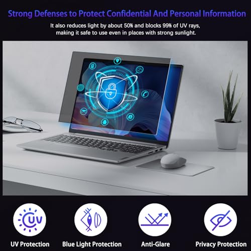 14" Privacy Screen Computer for 16:10 Aspect Ratio, 2-Sided Removable Anti-Peeping/Anti-Glare, Blue Light Block, UV Protect, Reduce Strain, Anti-Scratch, Fits 14-inch 16:10 Protector Film - size: 14inch 16:10