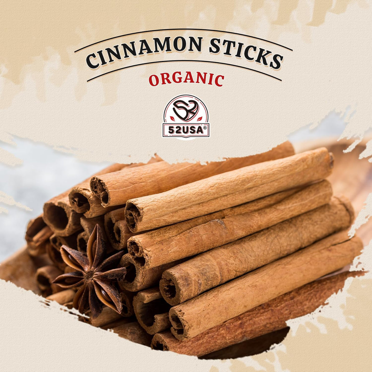 52USA Organic Cinnamon Sticks 2-Pack – Whole, Raw, USDA & Kosher Certified