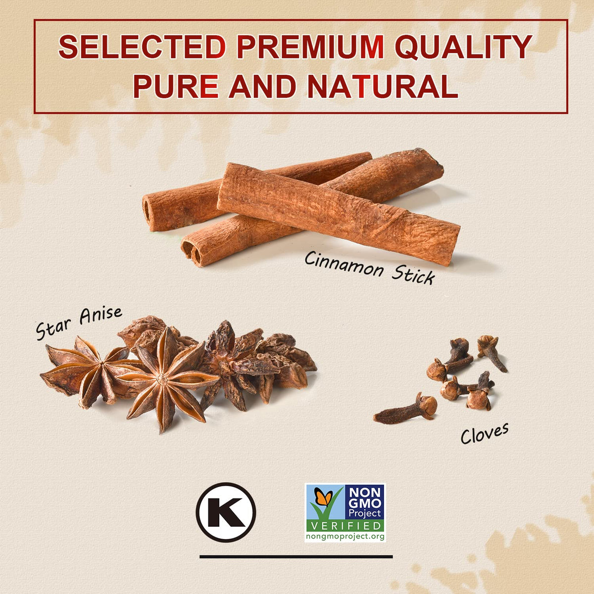 52USA Cinnamon Sticks, Star Anise & Whole Cloves – 4oz Each All-Natural Spice Set