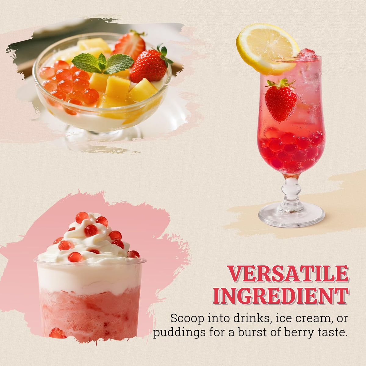 52USA Strawberry Popping Boba Pearls 7.05 lb (3.2 kg) – Bursting Boba for Bubble Tea, Drinks & Desserts