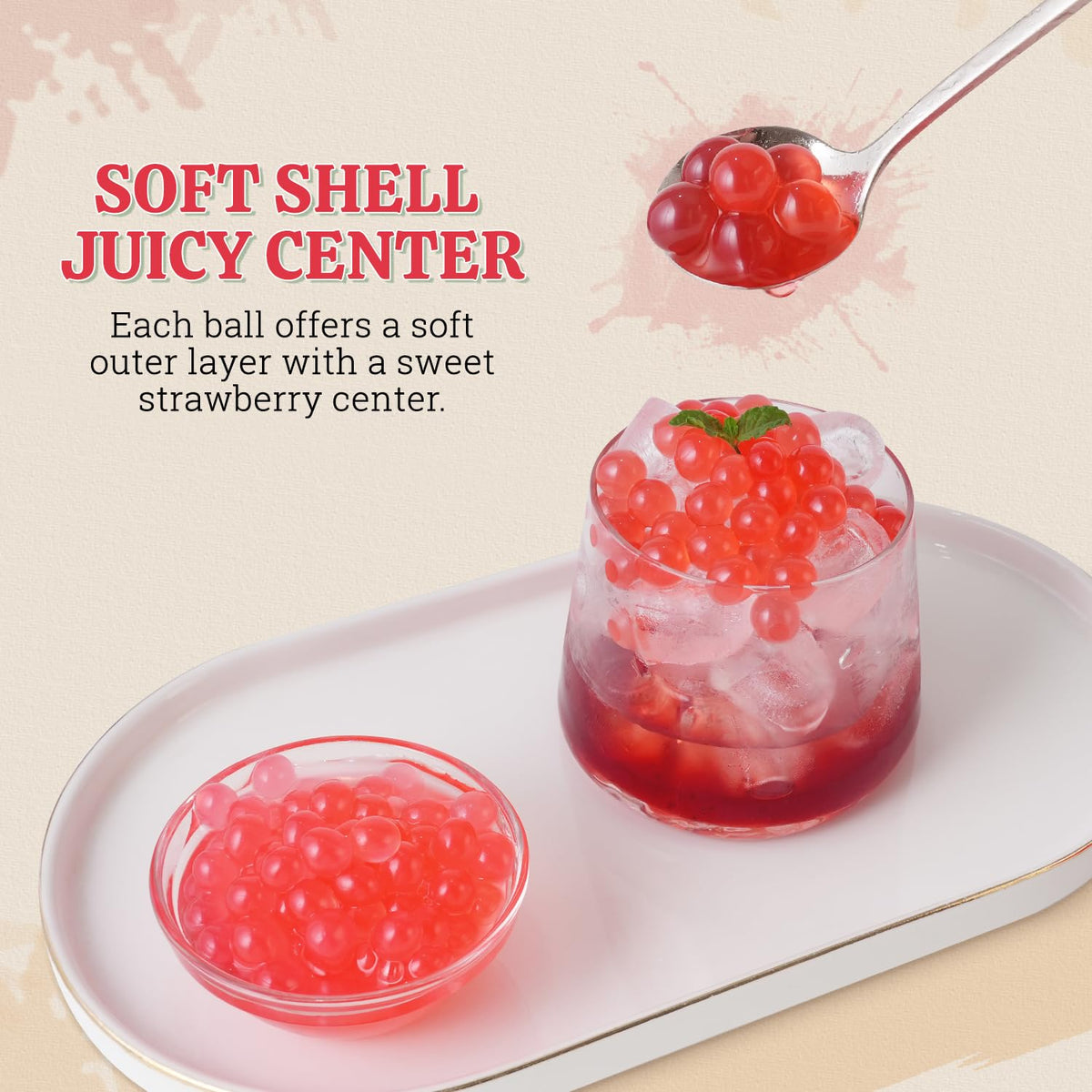 52USA Strawberry Popping Boba Pearls 7.05 lb (3.2 kg) – Bursting Boba for Bubble Tea, Drinks & Desserts