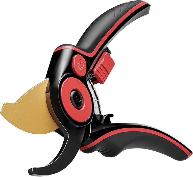 FLORA GUARD Professional Pruning Shears for Gardening, 20mm Clean Cut, SK5 Titanium-Coated Blade, Non-Stick Teflon Coating, Ergonomic TPR Handle, Garden Clippers for Men & Gardeners
