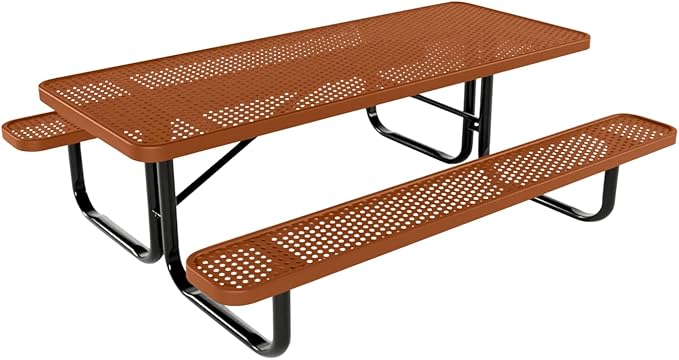 Heavy-Duty Portable Outdoor Kids Table, Punched Steel Kids Picnic Table, Commercial-Grade Picnic Table, Made in America (6ft Rectangular, Childrens, Textured Copper)