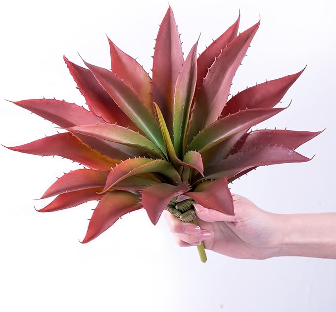 Veryhome Succulents Plants Artificial Aloe Plant, 12.5Inch Large Faux Succulents Unpotted, Premium Crafting DIY Greenery Decor for Indoor & Outdoor(Red)