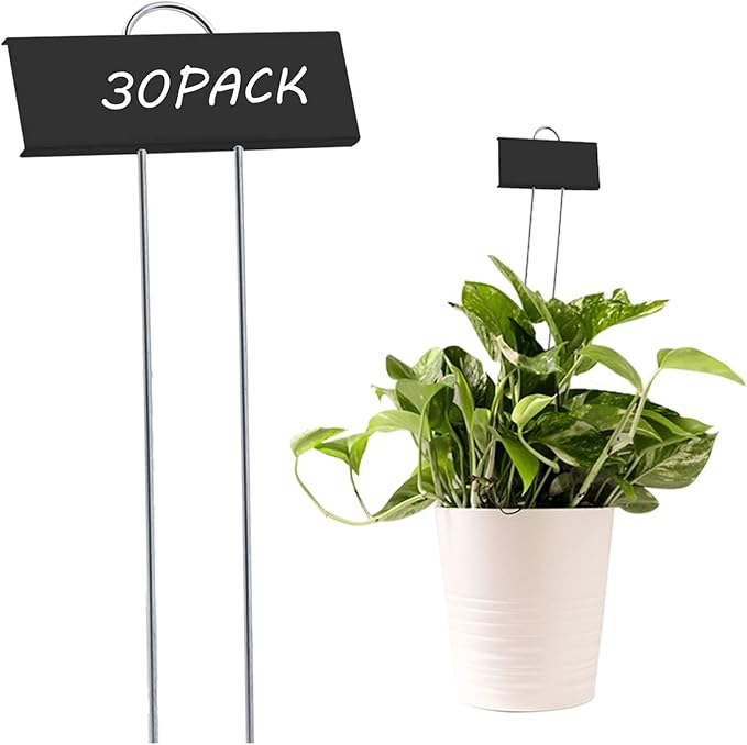30pcs Plant Labels for Outdoor Garden Waterproof Plant Markers for Outdoor Plants, 11inch Metal Plant Tags and Labels Garden Markers for Seedlings Herbs Vegetable Greenhouse Gifts (Black)