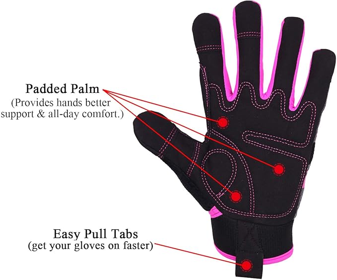 HANDLANDY Women Safety Work Gloves Utility Touch Screen Working Grip Glove for Yardwork Gardening Breathable Mechanic Gloves