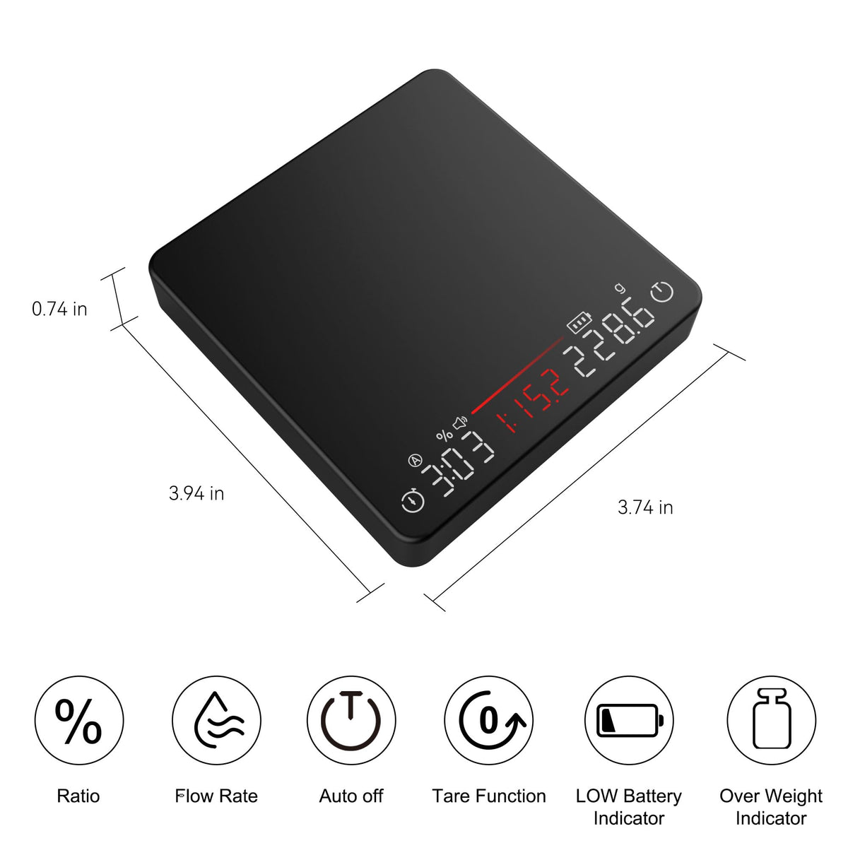 Espresso Coffee Scale with Timer 0.1g Precision Shot Scale