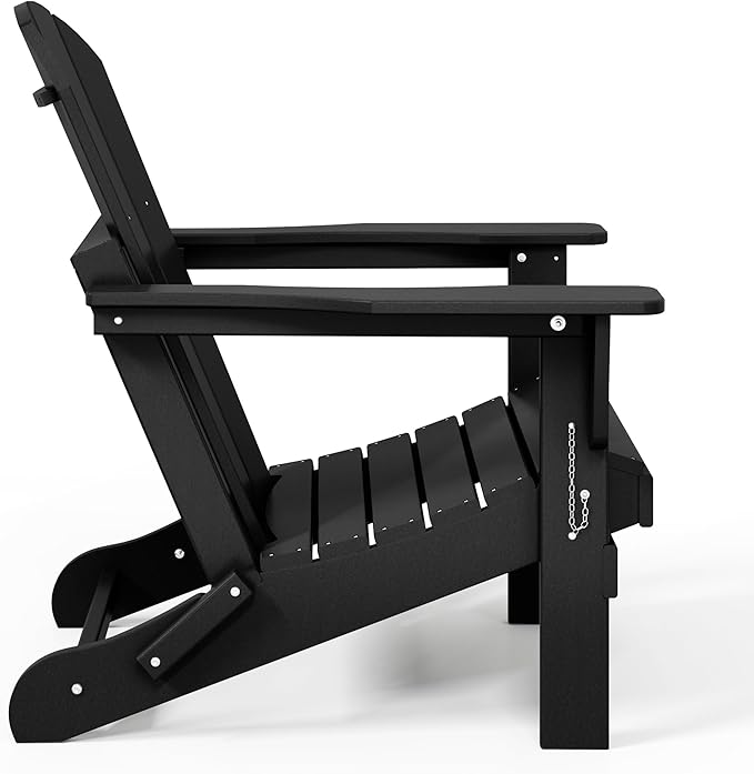 Westin Outdoors Laguna WO Home Furniture Adirondack Chair 2 PCS Set Outdoor Folding Patio Chair for Bon Fire Pit Garden Lawn Backyard Lounging Relaxing (Black)