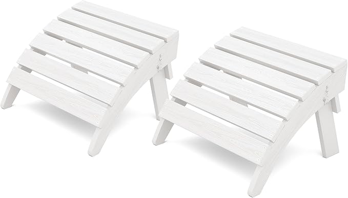 KINGYES Folding Adirondack Ottomans Set of 2 for Adirondack Chair, White