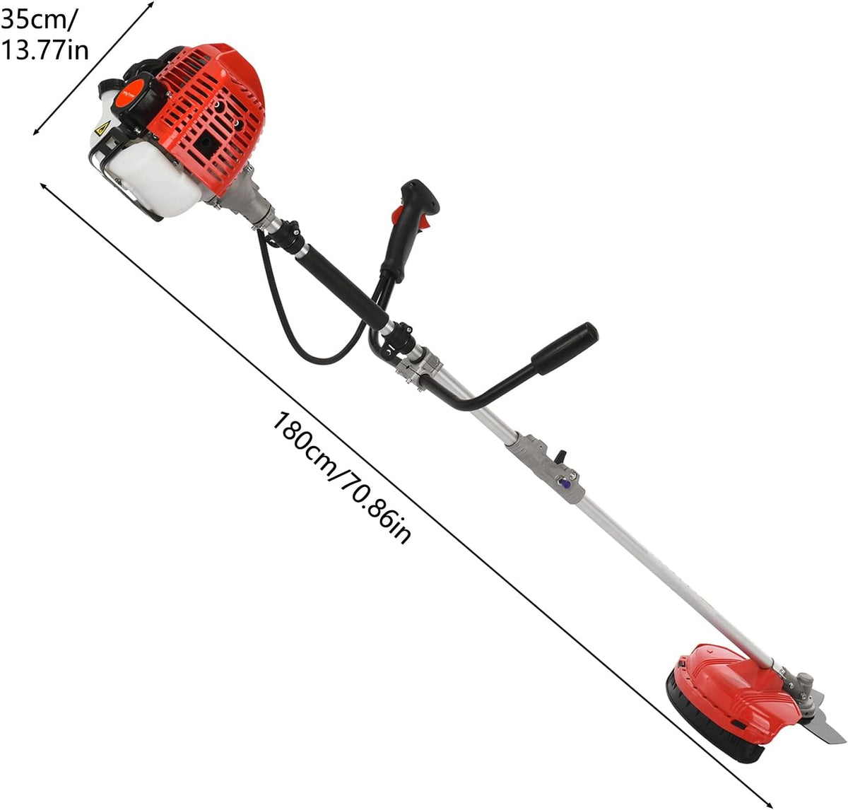 52cc Gas Grass Trimmer, 2 in 1 Petrol Weed Eater, 2-Stroke Weed Whacker Cordless, Backpack Brush Trimmer Garden Tools Red