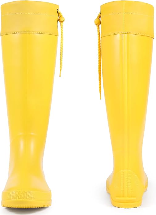 Asgard Packable Tall Rain Boots for Women Waterproof Rubber Garden Boots Ultra Lightweight Flat Mud Boots- NOT FOR WIDE CALF