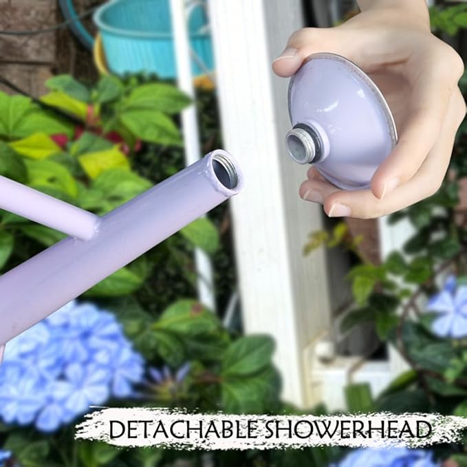 Metal Watering Can, One Gallon Watering Cans Stainless Steel for Outdoor Indoor Garden Plants Watering (Stainless Steel Handle Purple)