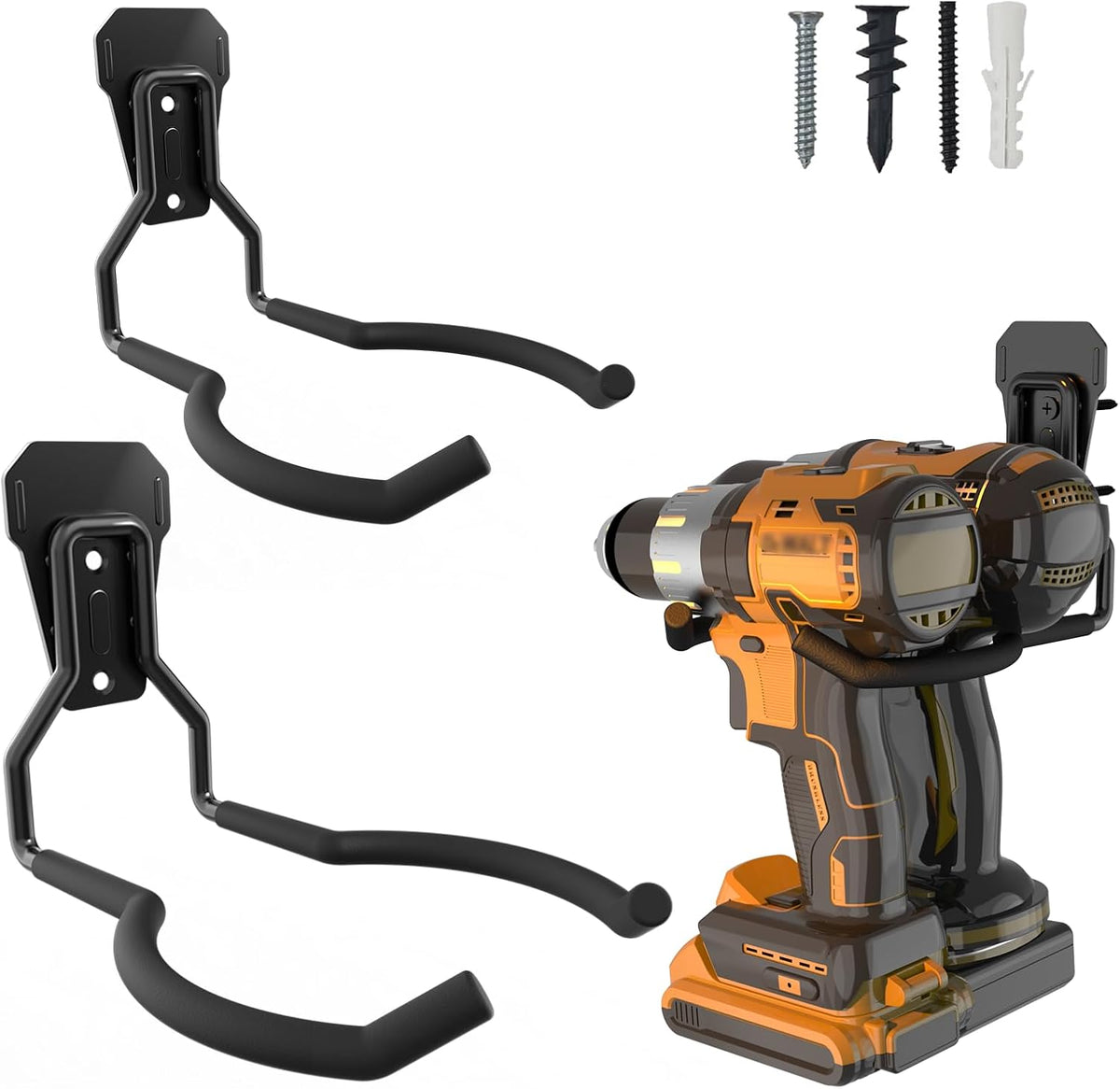 Garden Power Tools Hook 2-Pack Garage Storage Heavy Duty Wall Mount Hanger Organizer for Weed Trimmer Drill Holder