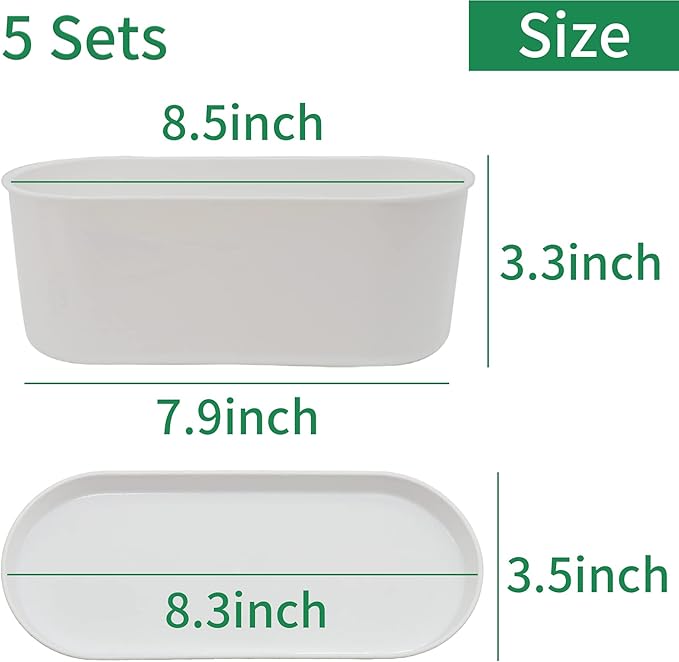 5-Pack Herb Planter,Window Boxes Planters with Multiple Drainage Holes,8.5" x 3.3" Oval Herb Garden Planter indoor/outdoor for Grow Plants, Flowers or Succulents, Deck Railing Window Planter Box