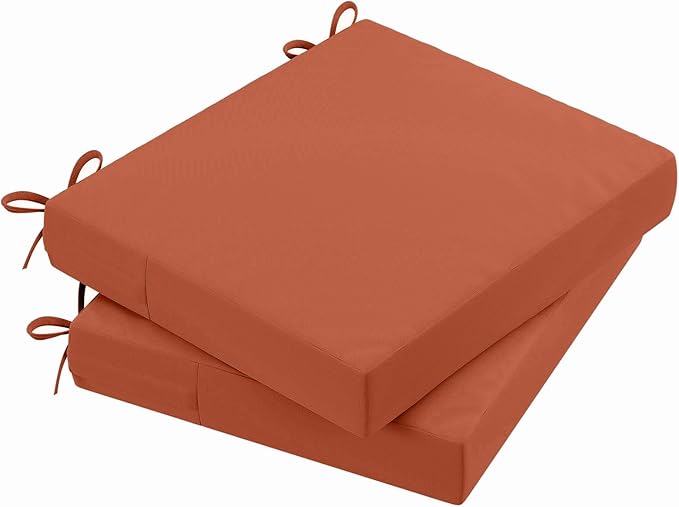 AAAAAcessories Outdoor Seat Cushions for Chairs, Waterproof, Fade-Resistant Patio Furniture Replacement Cushions, 18.5" x 16" x 3", Set of 2, Rust