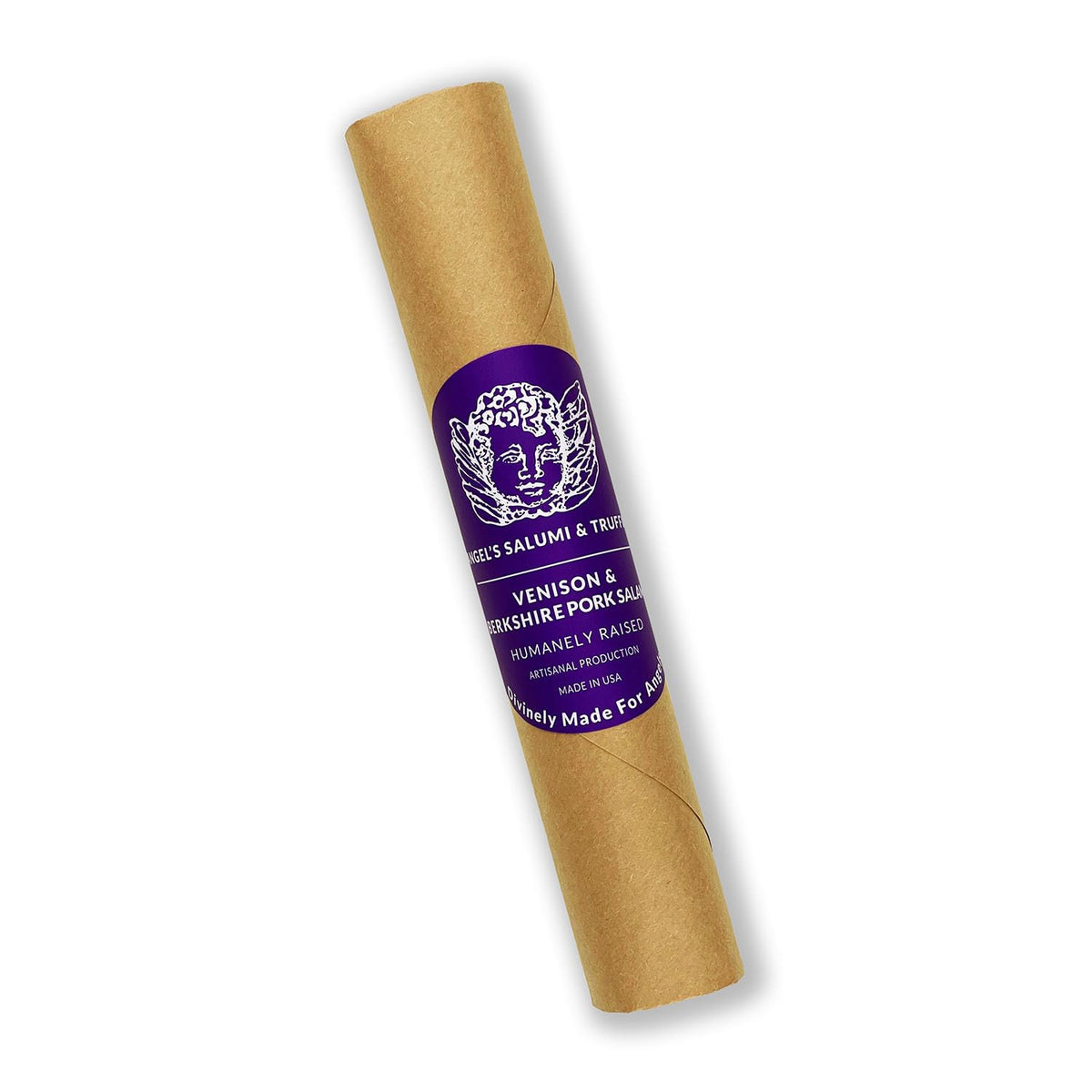 Angel's Salumi Venison & Berkshire Pork Salami - 5.5 oz Gourmet Artisanal Charcuterie - Humanely Raised, Vegetarian Fed, No Antibiotics, Hormones