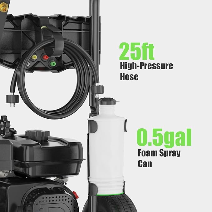 Commercial 4200PSI 4GPM 212CC Gas Pressure Washer, 7.0 HP Professional Gas Power Washer with 5 Nozzles 25FT Hose Foam Bottle for Car Fence Driveway Yard (EPA/CARB/ETL Compliant), Black