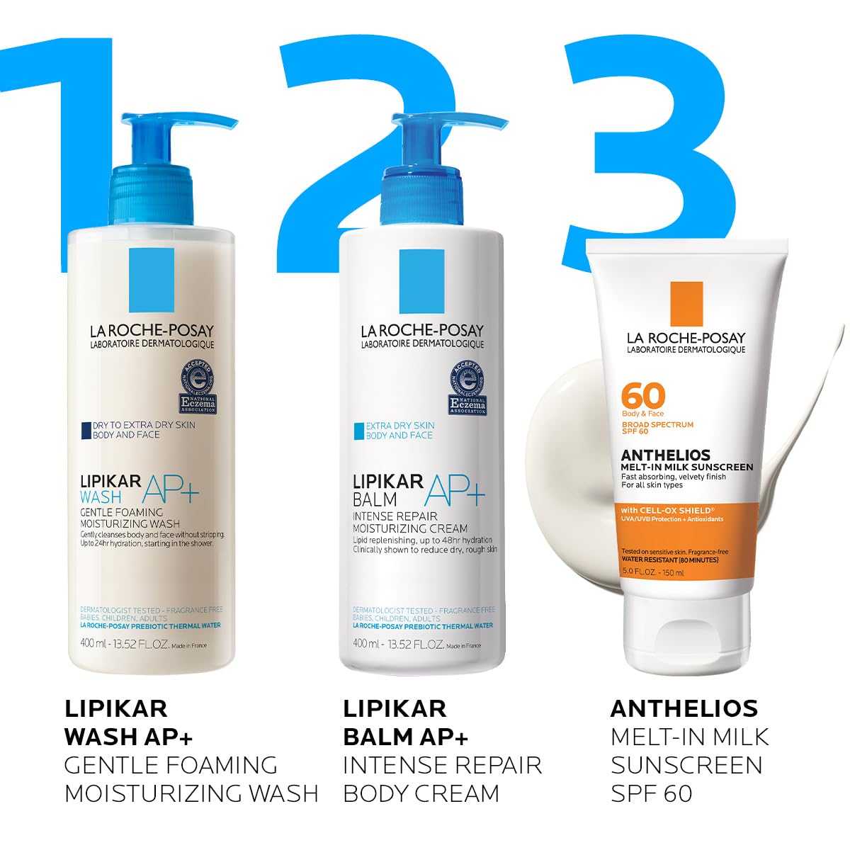 La Roche-Posay Anthelios Melt-In Milk SPF 60 Sunscreen for Face & Body, 5oz