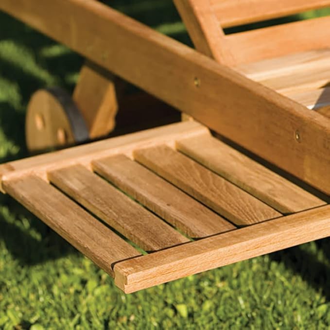 3-Piece Teak Patio Conversation Set with Sun Bed Loungers & 20-Inch Square Folding Picnic Table (P143NA), Navy Sun Bed Cushions