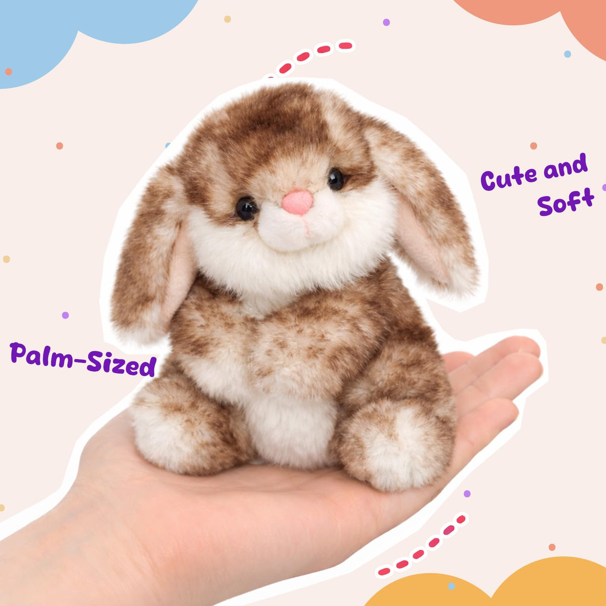Mushymallow Sitting Bunny Stuffed Animal Soft Rabbit Plush Toy, Brown