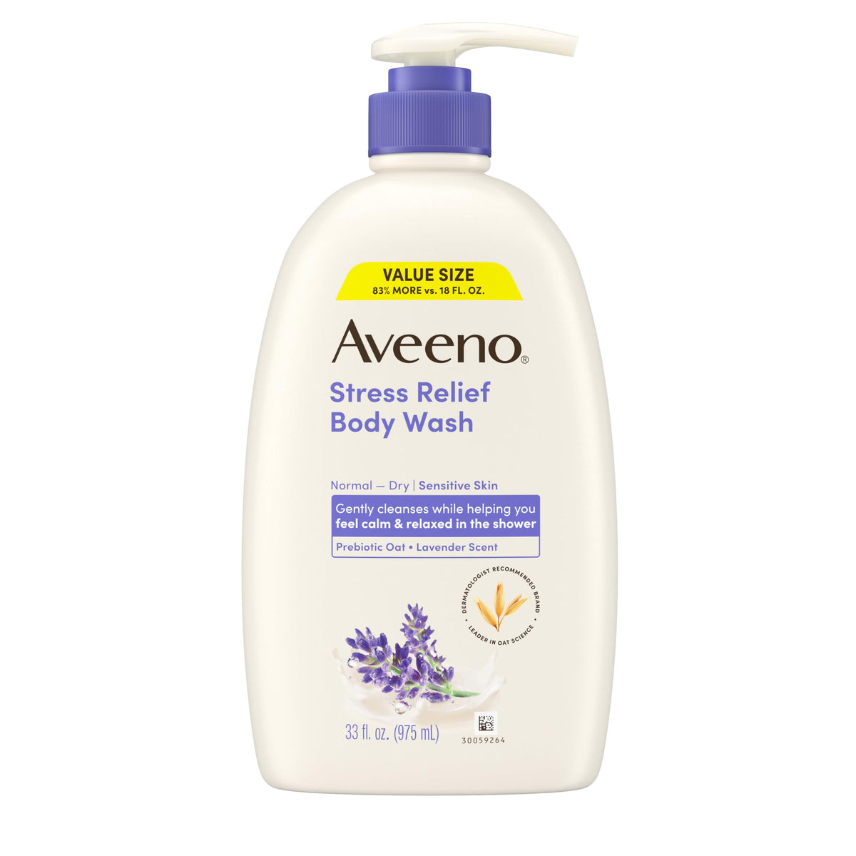 Aveeno Stress Relief Body Wash, Lavender Scent, 33 fl. oz