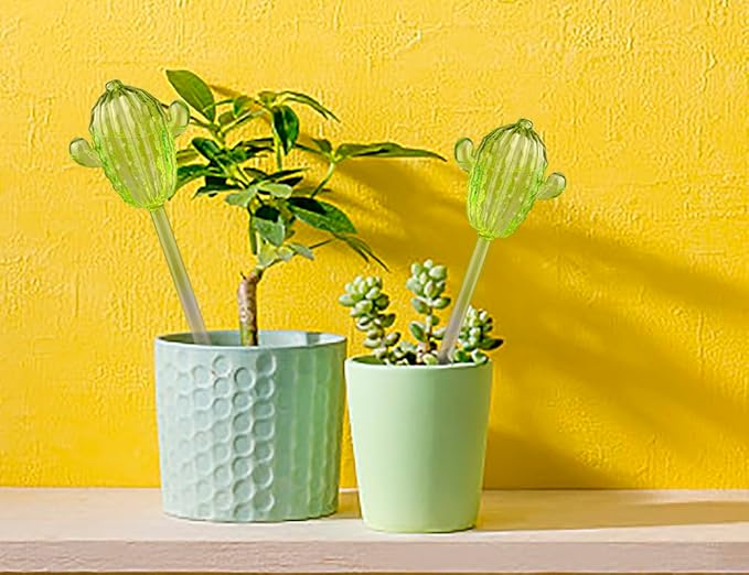 Ahhute Self Watering Globes Cactus Shape, Glass Plant Watering Globes, Self Watering Planter Insert, Cacti Plant Watering Devices, Automatic Plant Waterer Indoor, Watering Bulbs, 3 Pack
