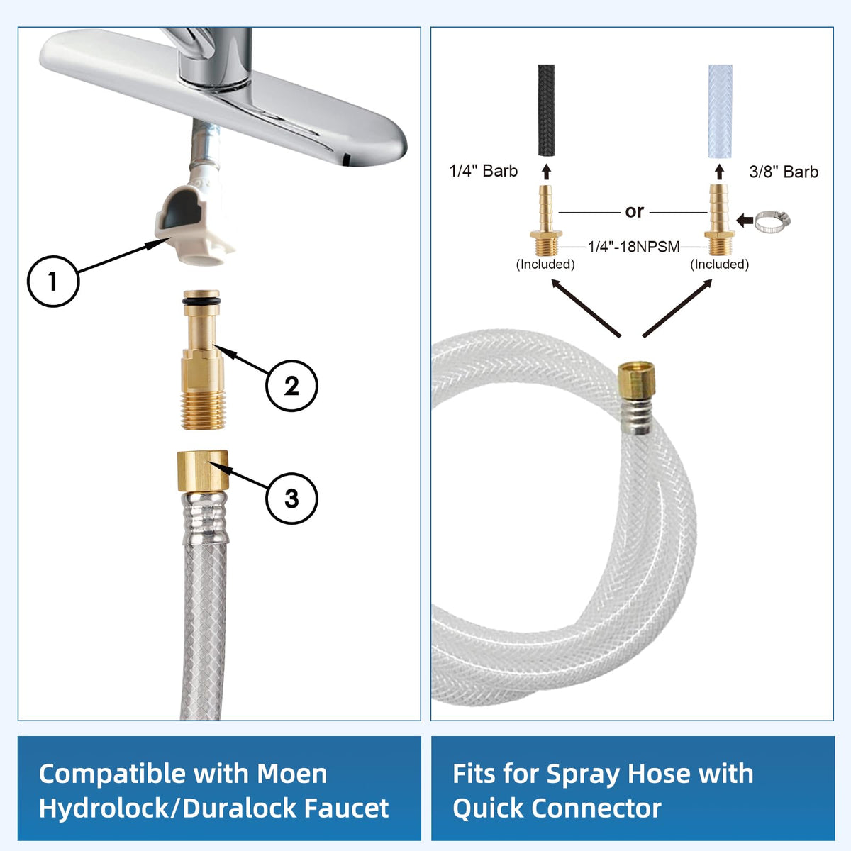 Universal Kitchen Sink Side Sprayer Replacement with Quick Adapter, Chrome