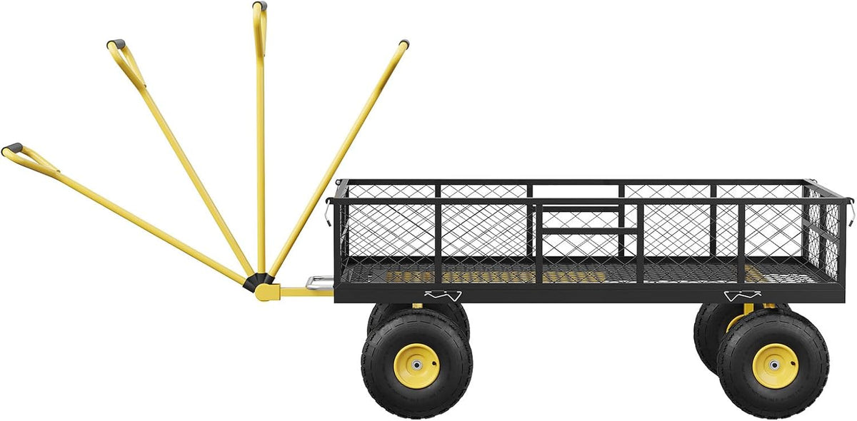 900 LBS Garden Dump Cart with Removable Sidewalls, Heavy Duty Steel Dump Wagon with 180° Swivel Handle & 10-inch Tires, Yard Cart Utility Wheelbarrow for Backyard Farm