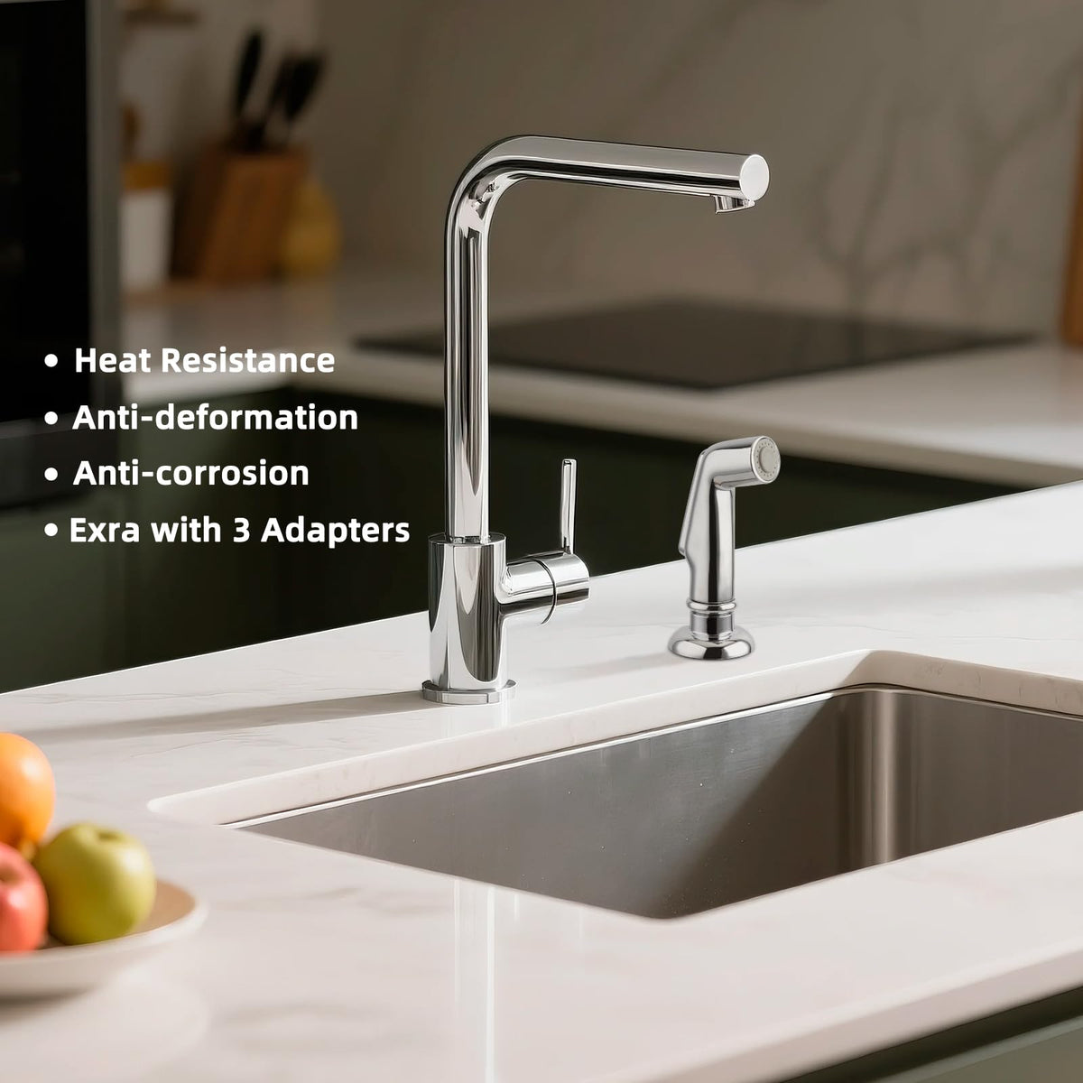 Universal Kitchen Sink Side Sprayer Replacement with Quick Adapter, Chrome