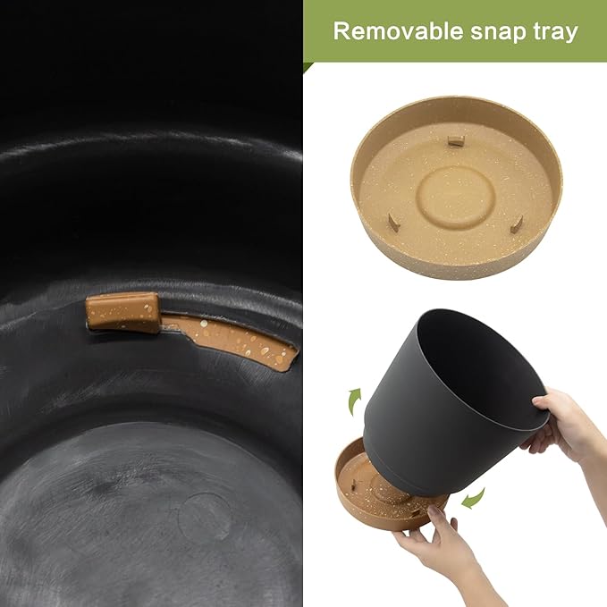 QCQHDU 8 inch Plant Pot, 2 Pack Planters for Indoor Plants with Drainage Holes & Saucer, Outdoor Flower Pots Home Garden Modern Decor