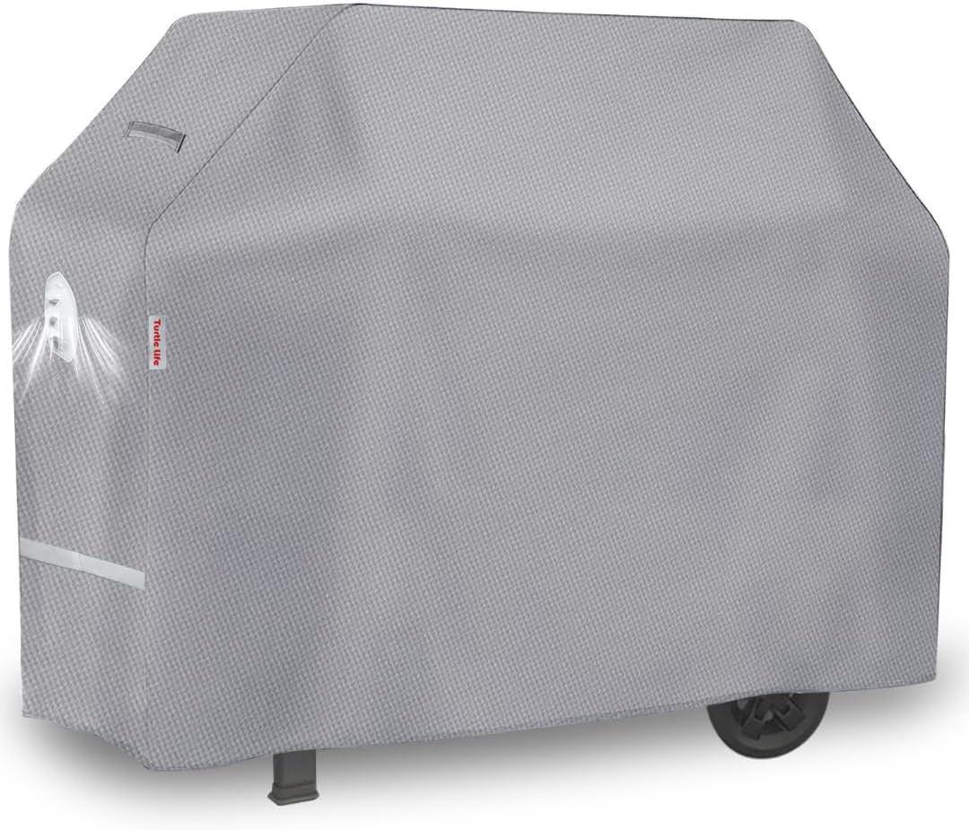 BBQ Grill Cover, 60 Inch Heavy Duty Waterproof 3-4 Burner Barbecue Gas Grill Covers for Weber Genesis Char-Broil Brinkmann, Gray