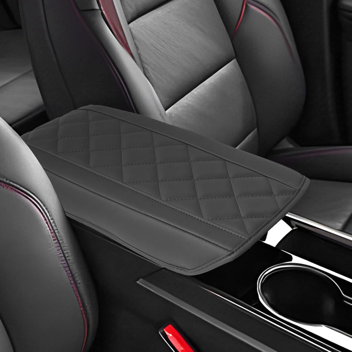 SXCY for 2025 Chevy Equinox Accessories Armrest Cover for Equinox 2025 Accessories 2025 Equinox Center Console Cover 2025 Equinox Middle Console Cover (Thin Cover Rhombus Style)