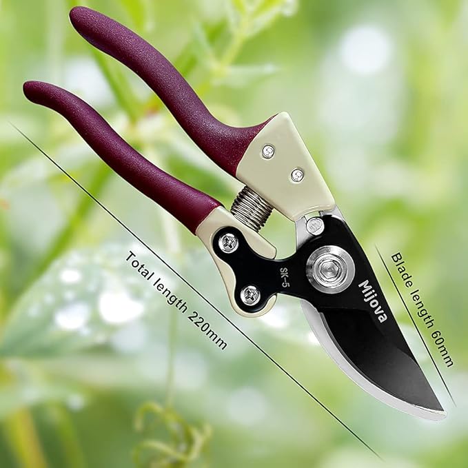 Gardening Scissors, Precision Pruning shears for Branches Shrubs and Vines, High-Carbon SK5 Steel Stays Sharp Longer for Clean Cuts that Promote Plant Health