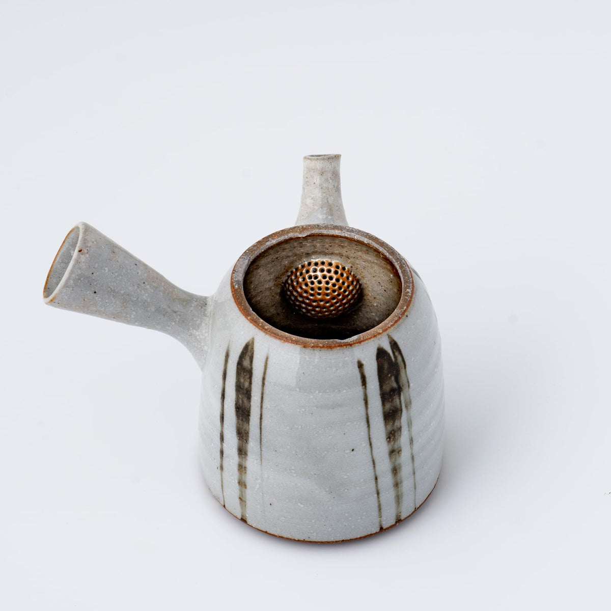 Kyusu Teapot - Tokoname Yaki [Brush line] 250ml/8.4 fl oz capacity| Japanese Tea KIMIKURA
