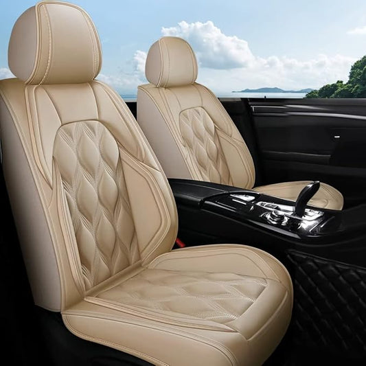 AOMSAZTO Car Seat Covers Full Set Fit for Kia Soul 2010-2026 Waterproof Faux Leather Car Seat Cushions Automotive 5 Seat Covers Set（Beige）