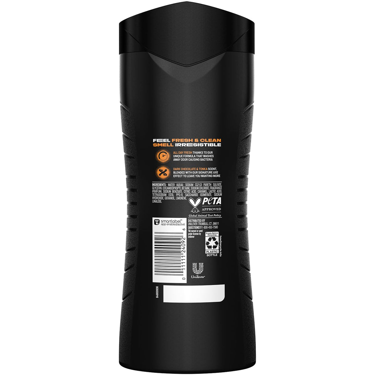 AXE Men's Body Wash, Dark Temptation, 3-Pack, 12H Refreshing Chocolate Scent, 16 Fl Oz Ea