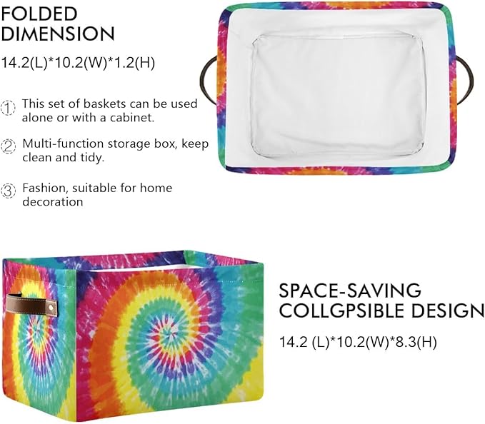 Tie-Dye Rectangular Storage Basket Organizer Bin Shelf Baskets For Clothes Gifts For Home Office Dorm