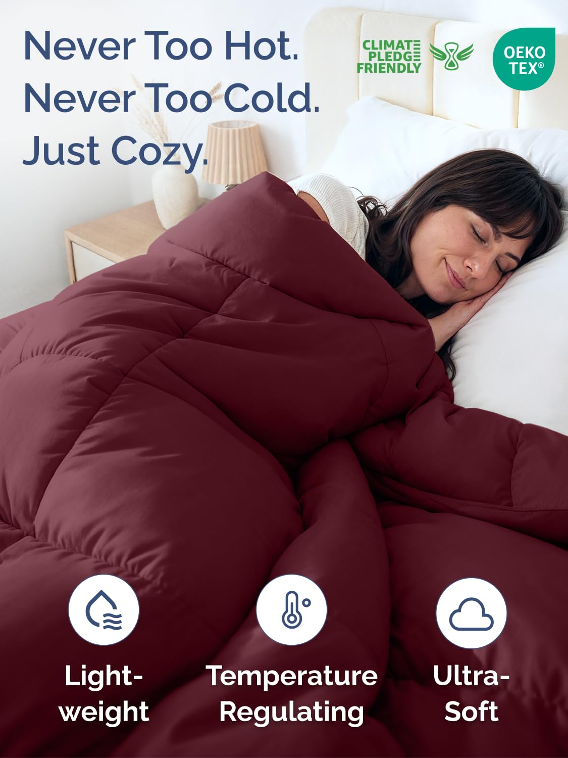 Comforter Cal King - Down Alternative Duvet Insert, Burgundy, 102" x 96"
