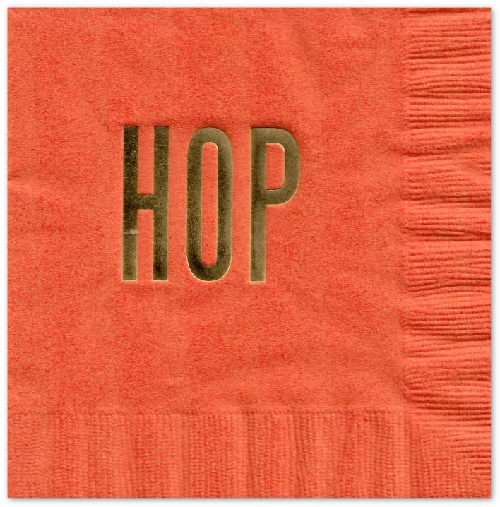HOP HOP Easter Cocktail Beverage Napkins (20 pcs) Coral and Yellow with Gold Foil Party Decorations by Nerdy Words