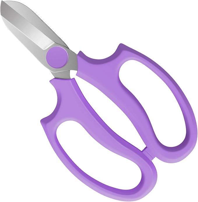 Flower Scissors, Strong Floral Shears, Premium Steel Garden Pruning Shears Floral Fruits Leaf Scissors Hand Pruner Snip Trimming Tool for Gardening Flower Arrangement, Purple