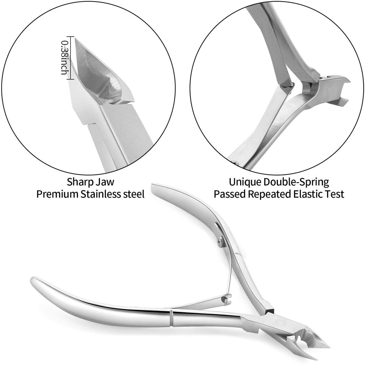 YINYIN Cuticle Trimmer with Pusher and Cutter,Silver