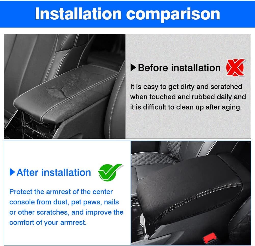 Autorder Center Console Armrest Cover for 2021-2025 2026 Jeep Grand Cherokee L Accessories Armrest Cover Anti-Scratch Middle Console Pad Leather Armrest Protector