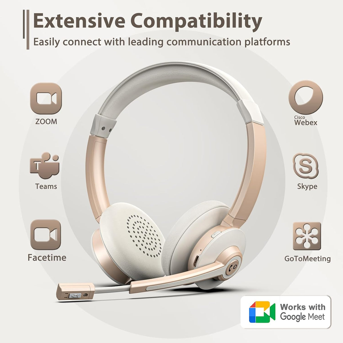 Wireless Headset with Mic for Work, Bluetooth Headset with AI Noise Canceling Microphone, Wireless Headphones with USB Dongle, Charging Base & Mic Mute for for PC/Cell Phones/Call Center/Teams