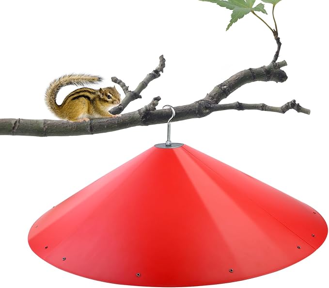 24-inch Large Outdoor Squirrel Baffles for Bird Feeders Pole, Baffle with Metal Frame, Squirrel Guard for Bird Houses, Two Way Use, Red Color
