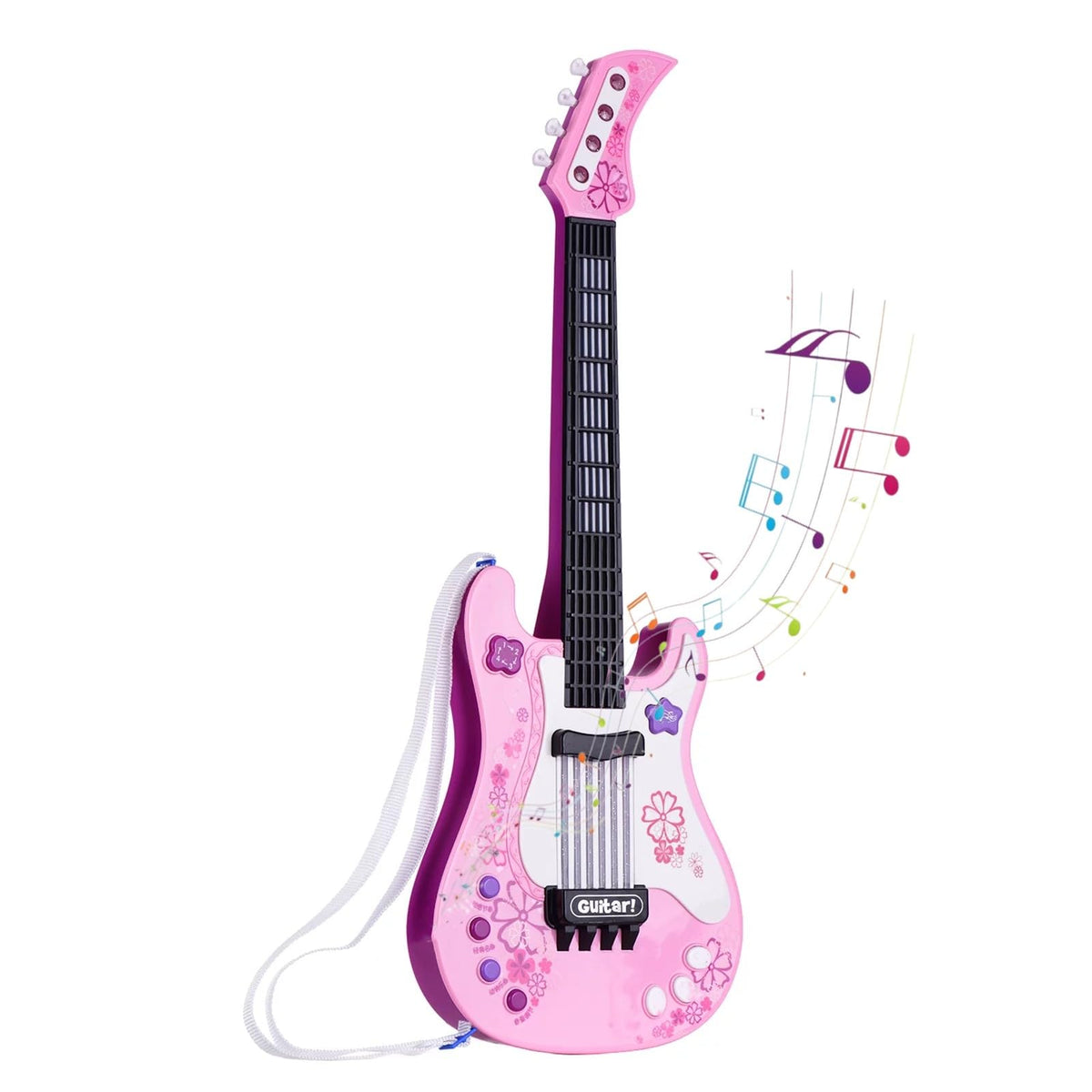 Electric Guitar with Strap Portable for Beginners (Pink)