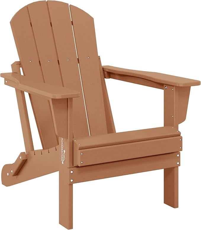 Westin Outdoors Laguna WO Home Outdoor Adirondack Folding Chair Lounger Seat Traditional Retro Home Furniture for Beach, Balcony, Backyard, Lawn, Patio, Pool, Deck, Garden (Teak)